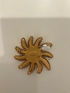 Vintage Chanel 1994 Sun Brooch Pin with Interlocking CCs