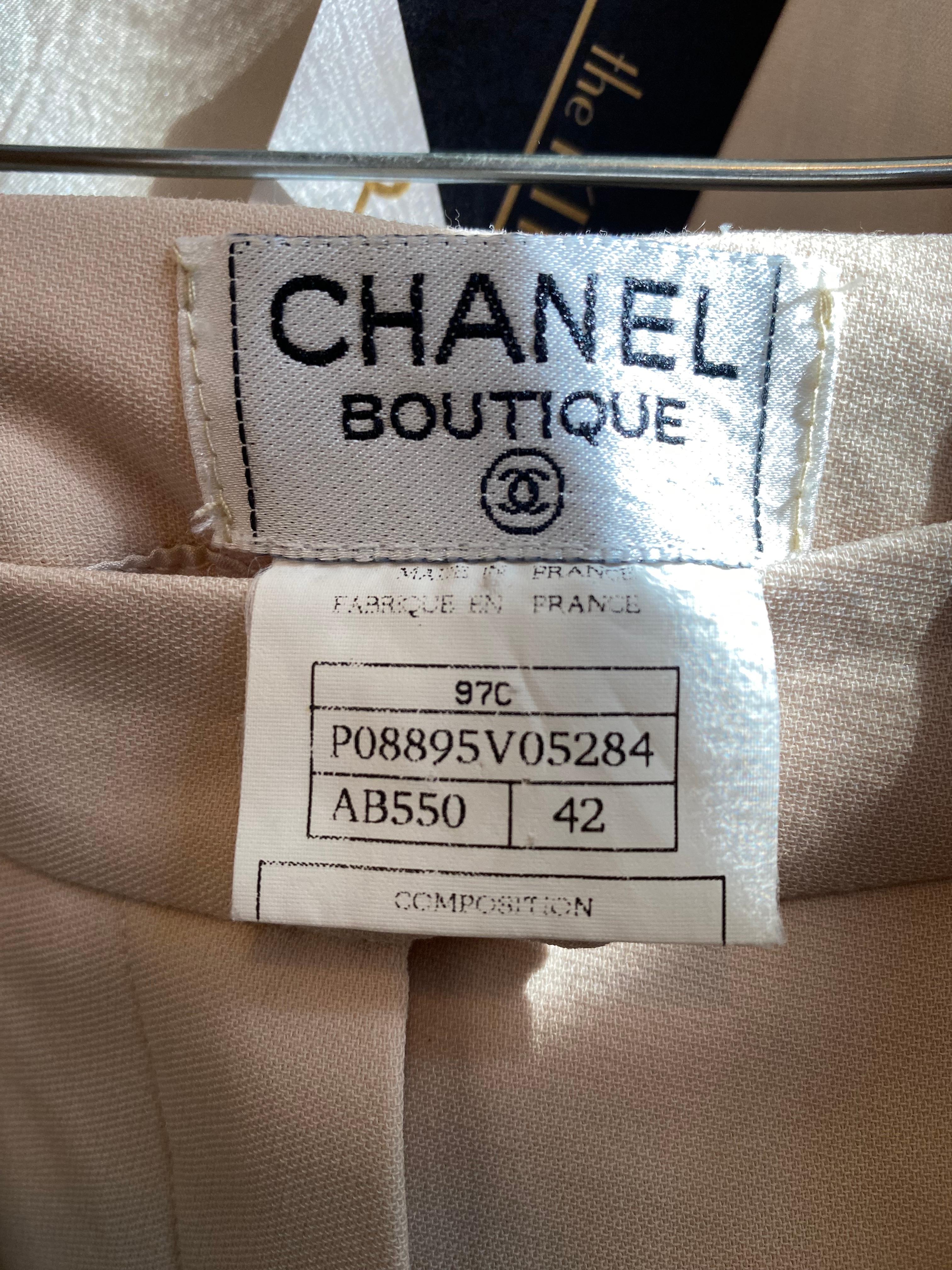 Vintage Chanel 1997 Cruise Cream Pants Suit For Sale 8