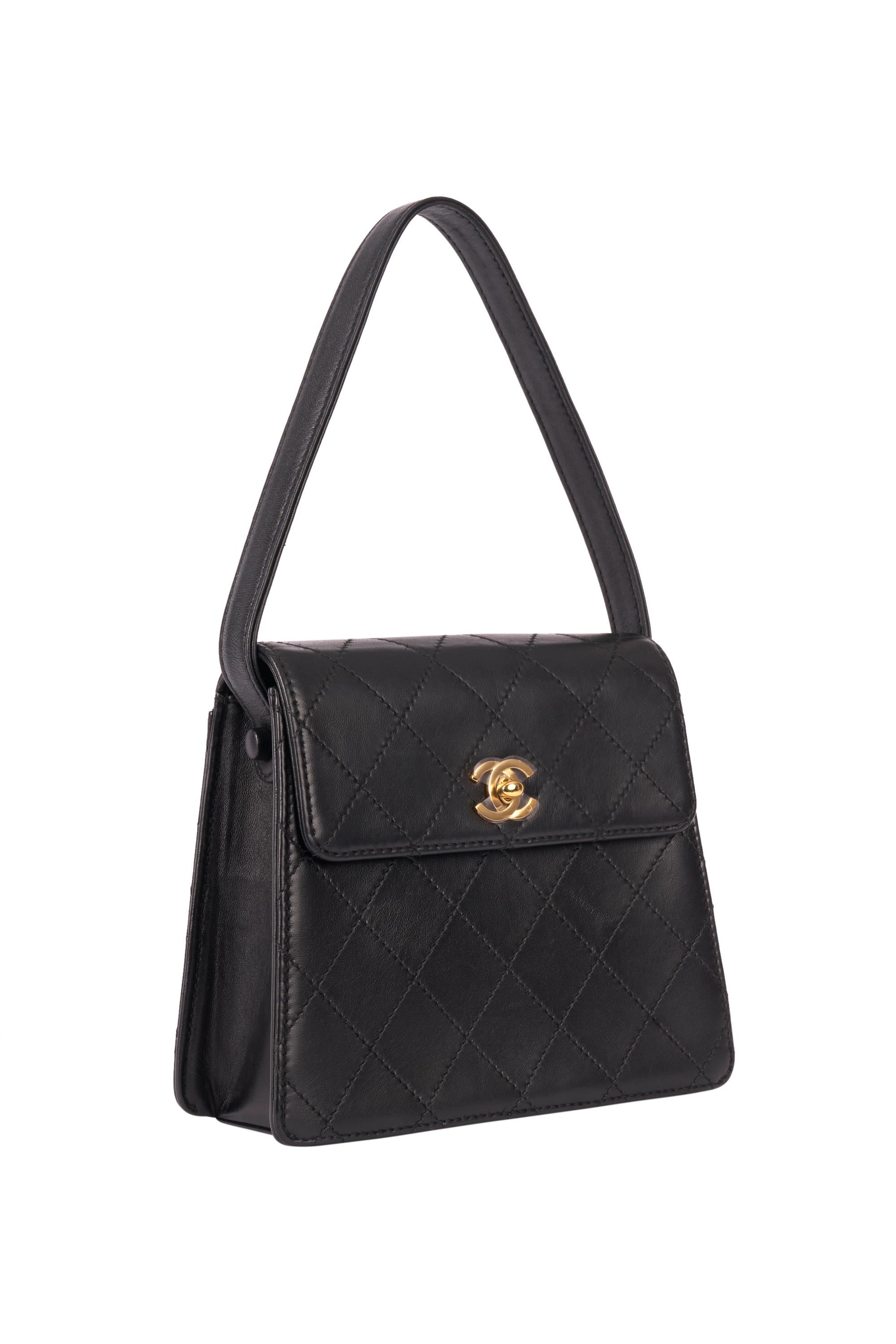 Black Vintage Chanel 1997 Lambskin Mini Flap Box Bag For Sale