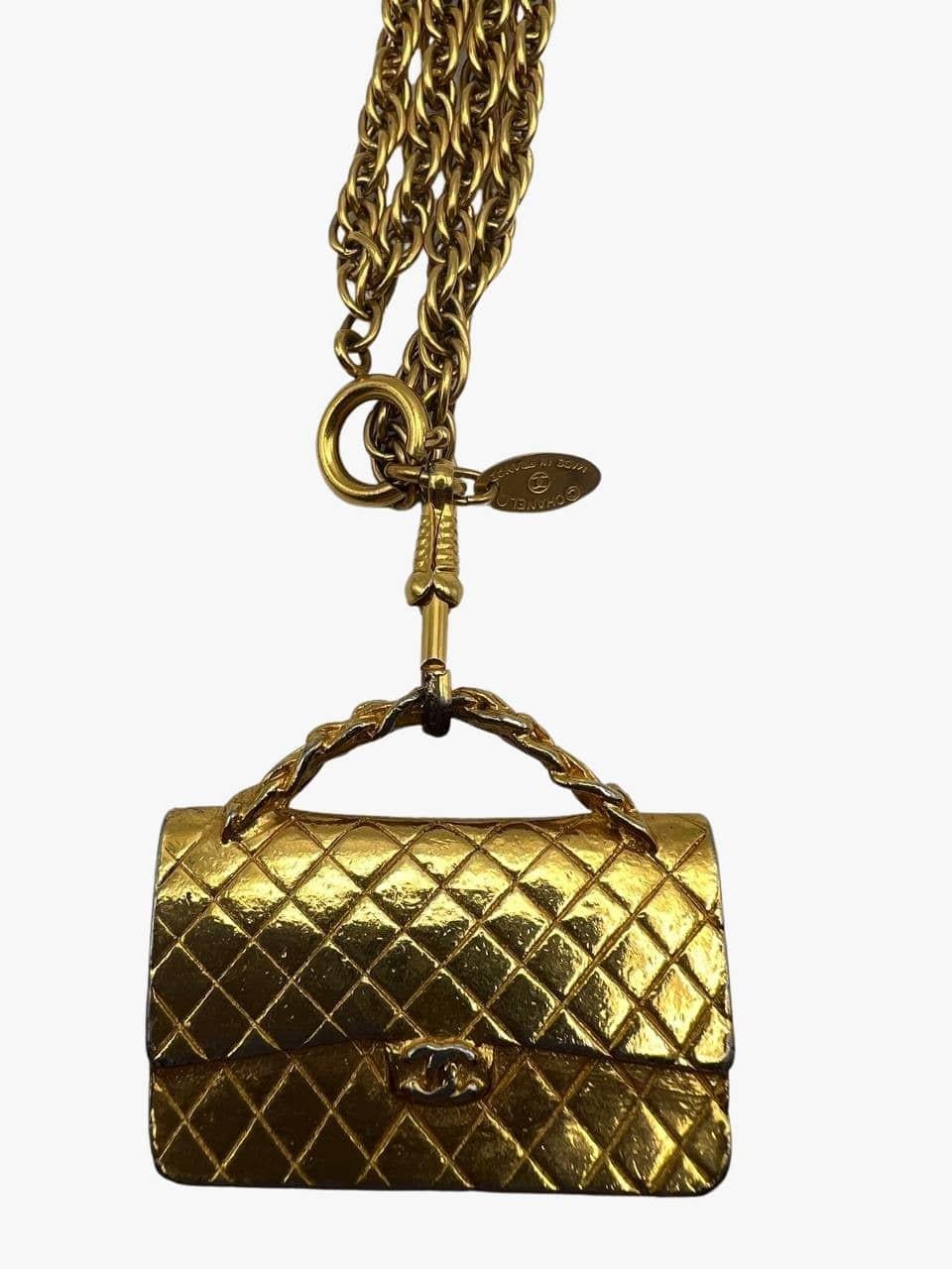 Vintage Chanel 24k gold 2.55 Bag Pendant, 1994s 1