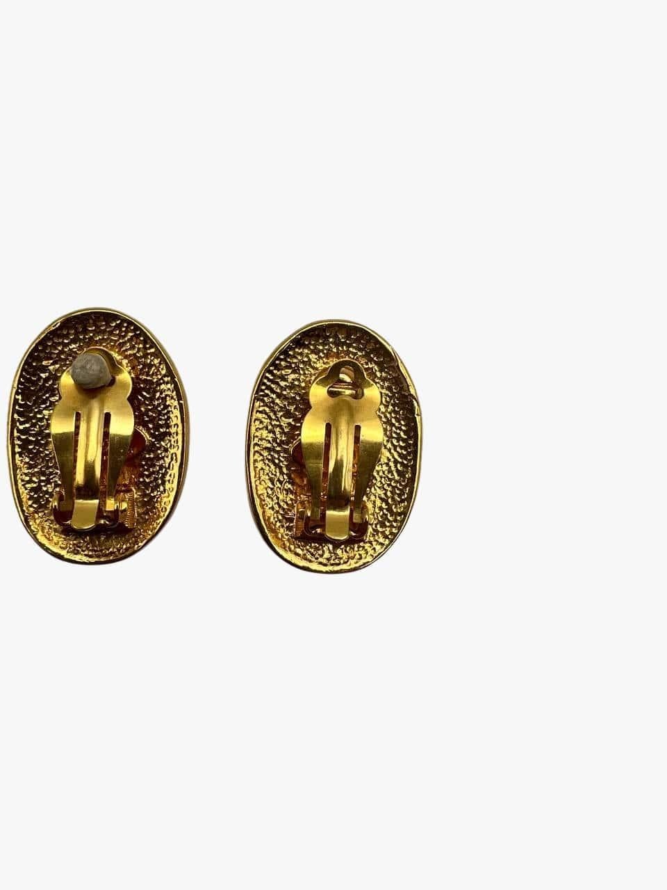Vintage Chanel 24k gold plate 'CC' Logo And Crown Clip-On Earrings, 1991 1