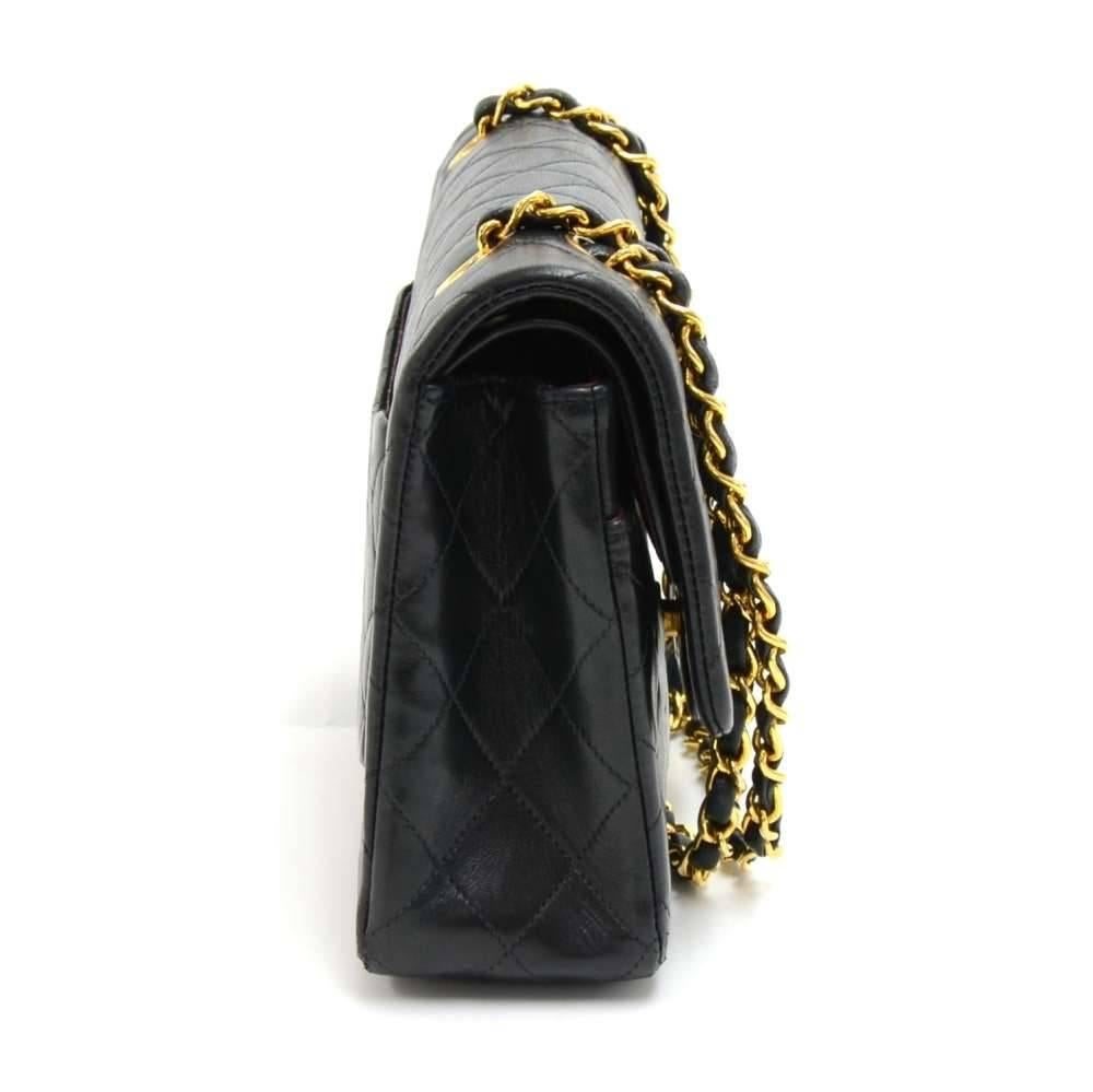 Women's Chanel 2.55 10-Inch Double Flap Black Quilted Leather Vintage Shoulder Bag 