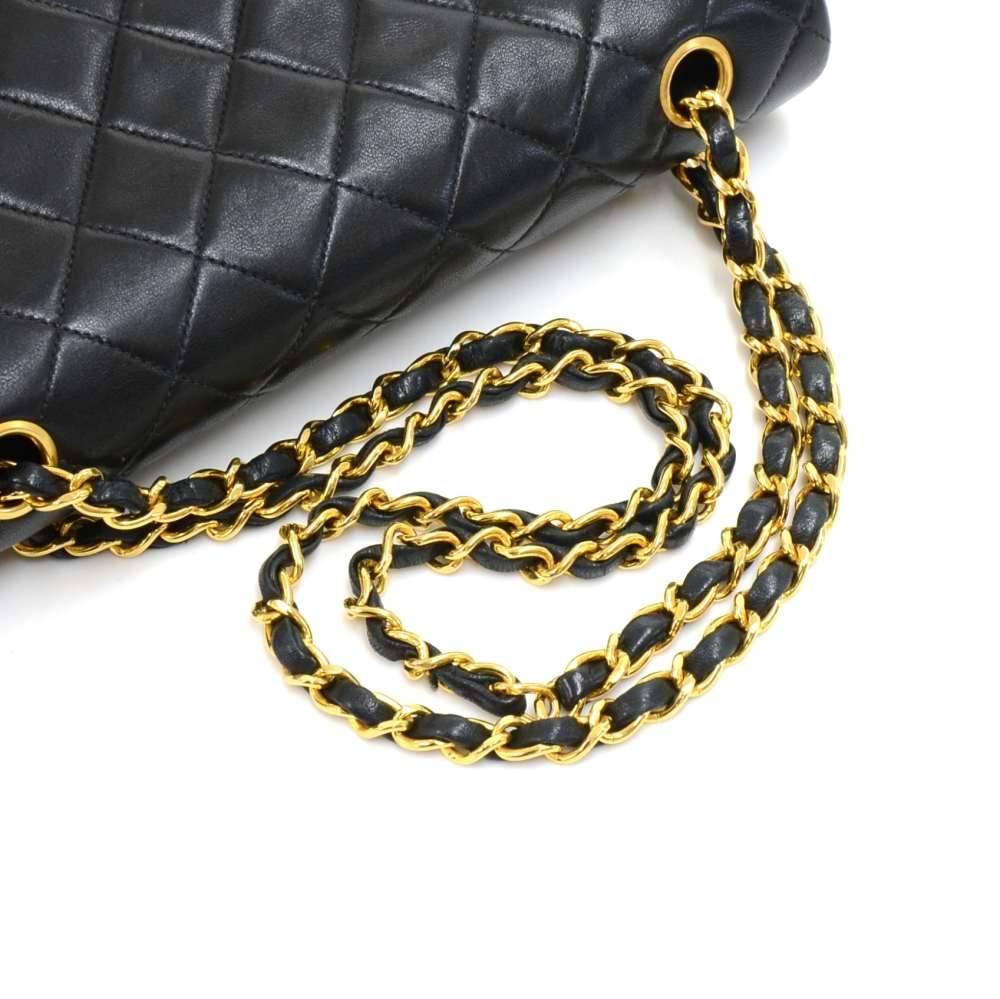 Chanel 2.55 10-Inch Double Flap Black Quilted Leather Vintage Shoulder Bag  2