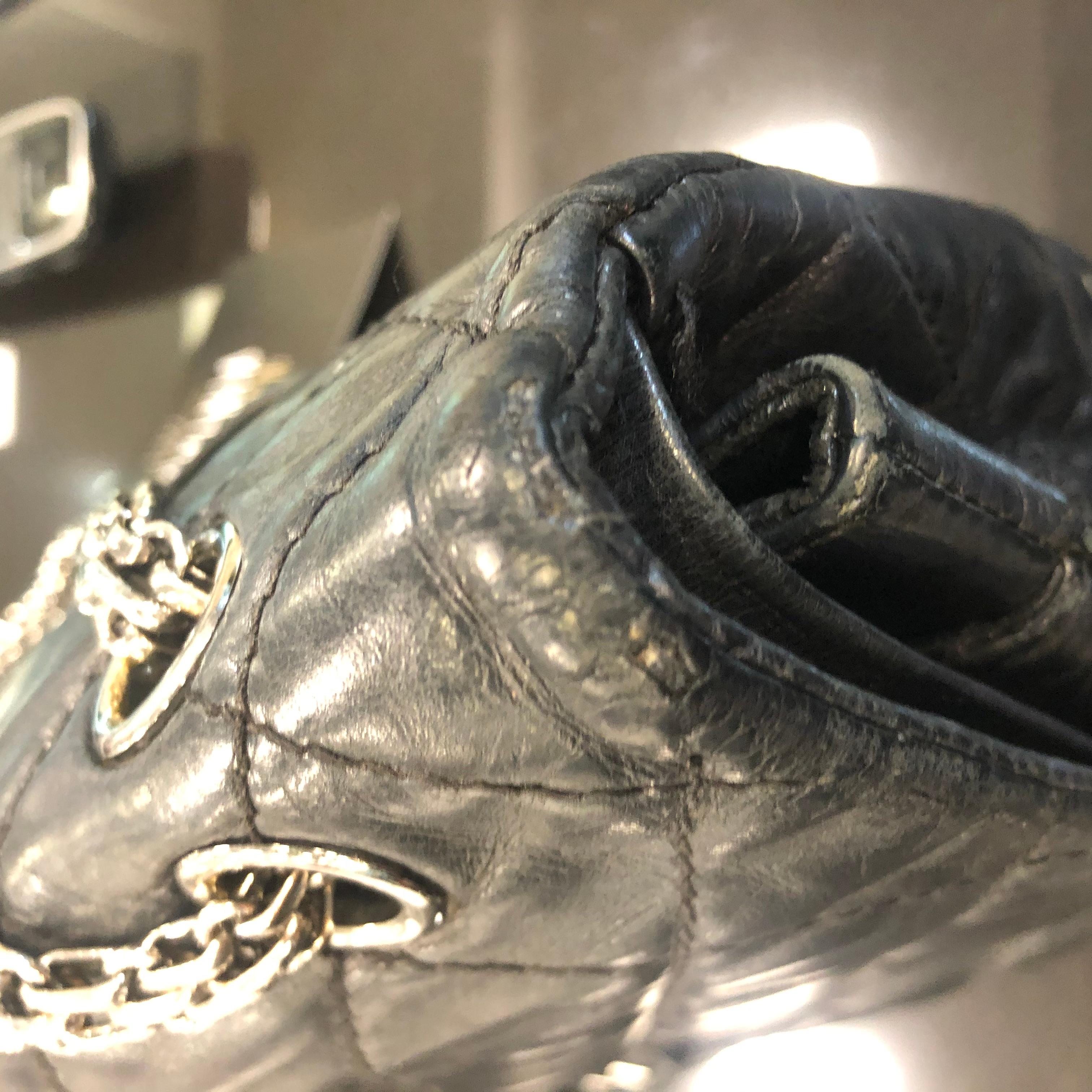 Vintage Chanel 2.55 Black Leather Handbag  5