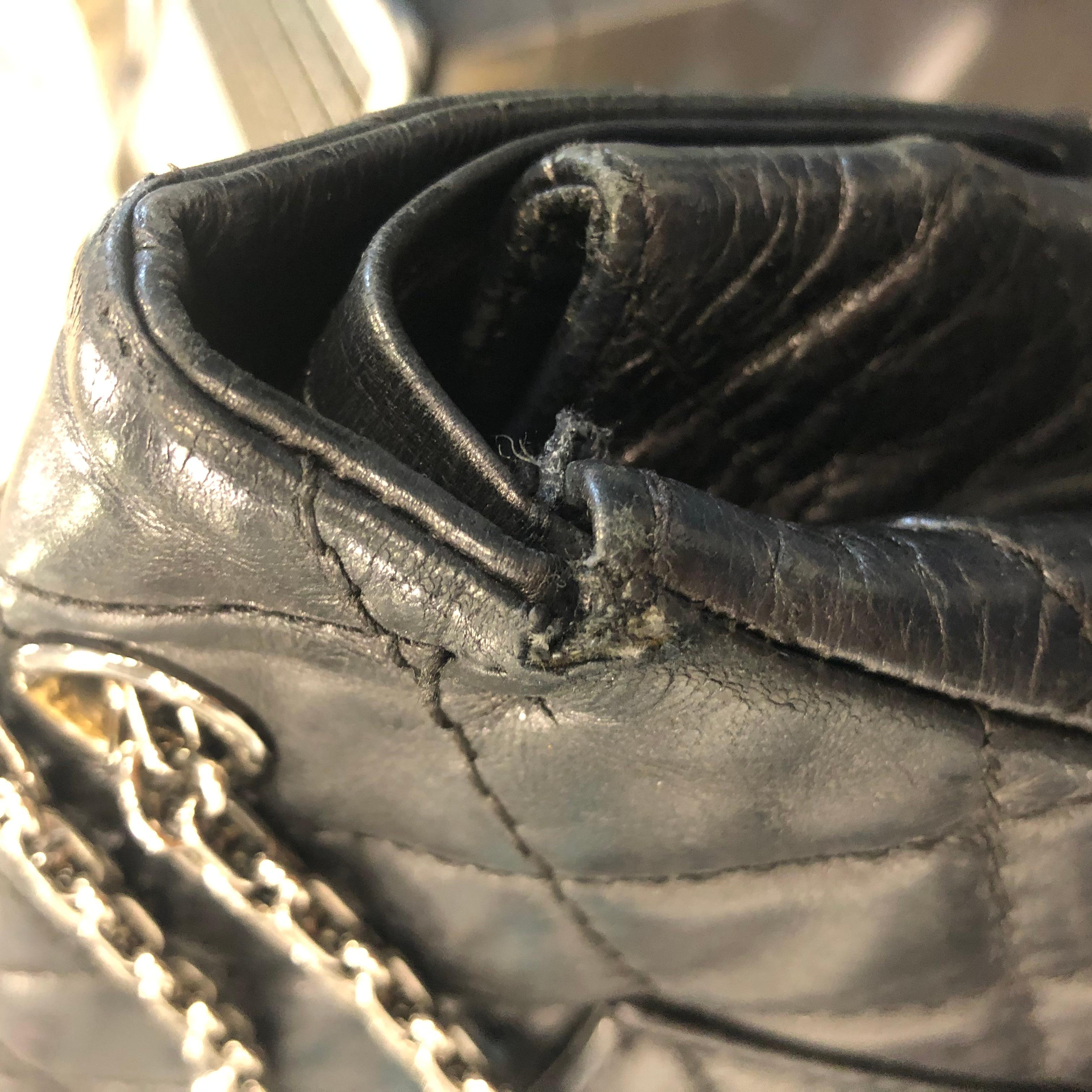 Vintage Chanel 2.55 Black Leather Handbag  6