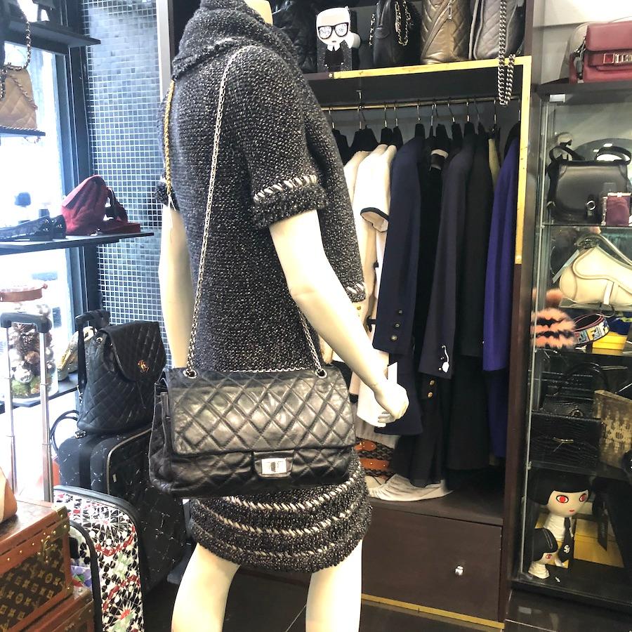 Vintage Chanel 2.55 Black Leather Handbag 7