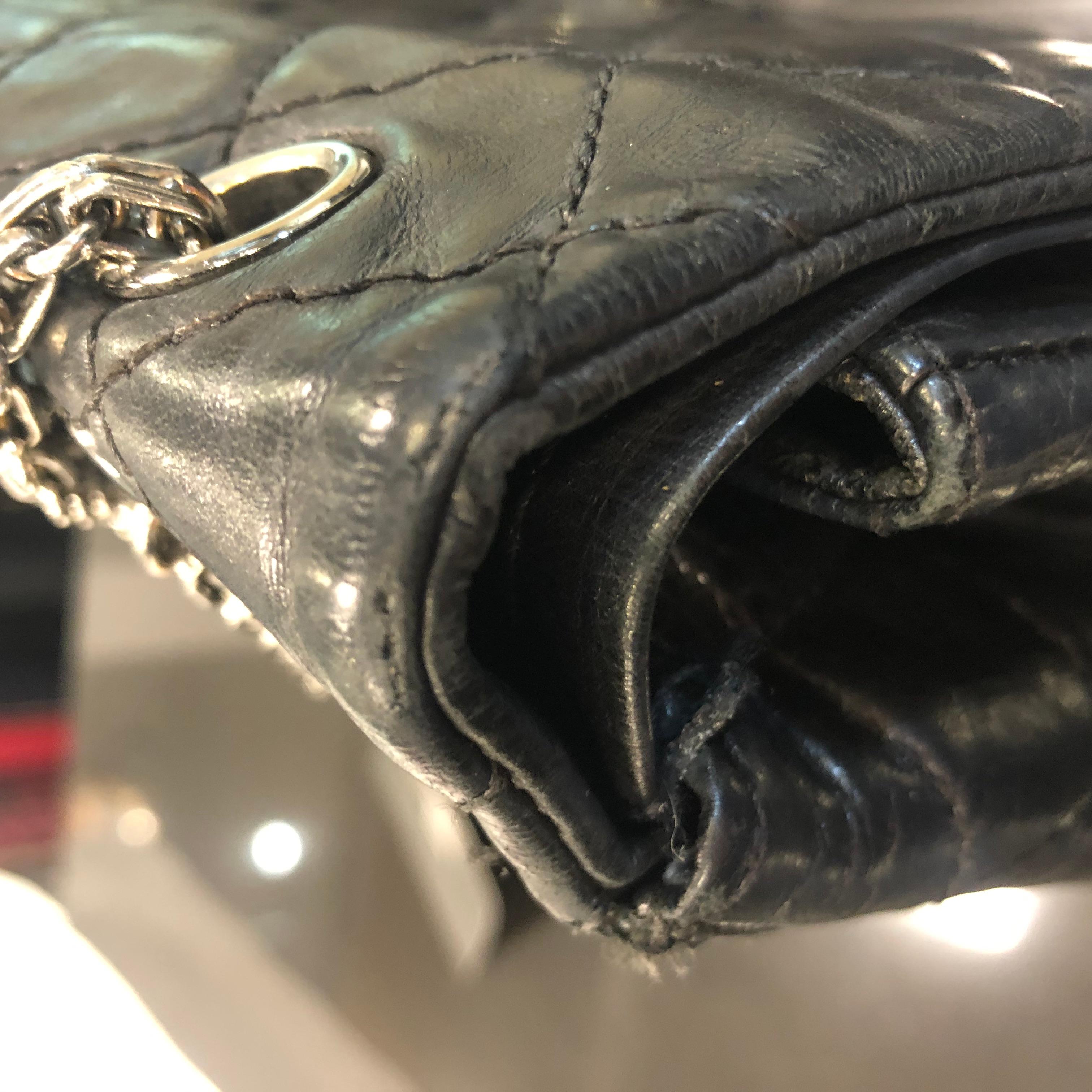 Vintage Chanel 2.55 Black Leather Handbag  8