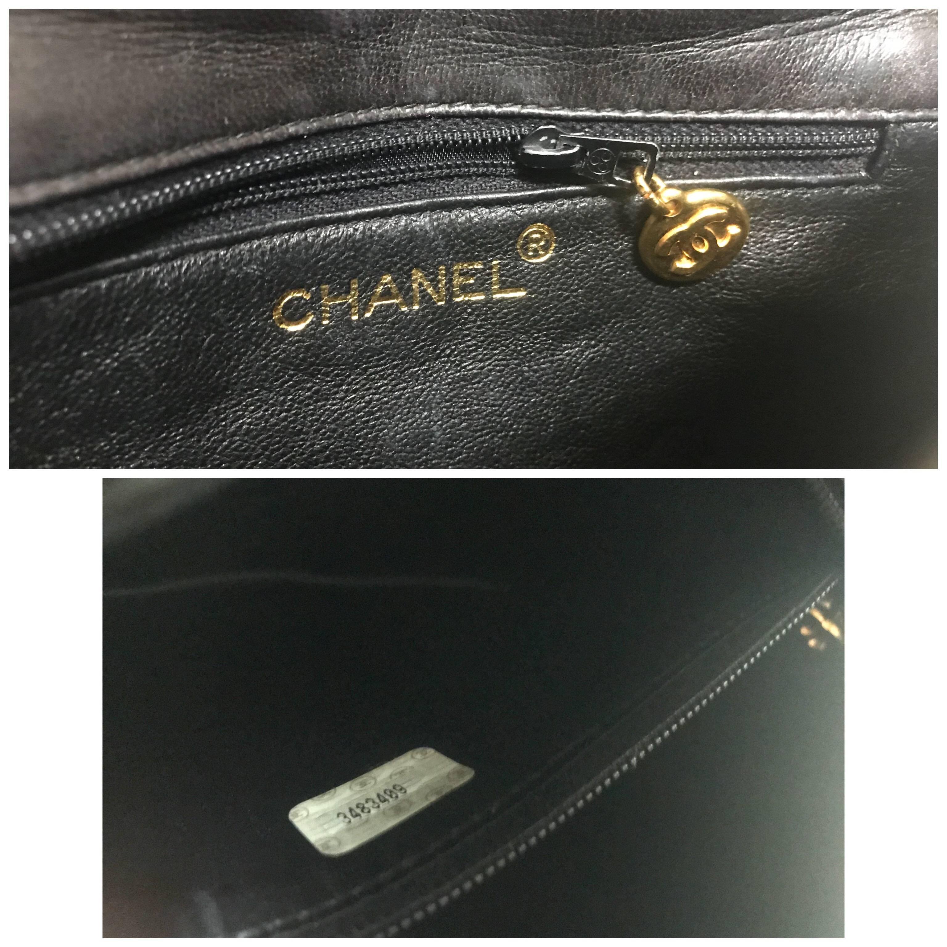 Chanel Vintage 2.55 black patent enamel fanny pack with chain buckle skinny belt 4