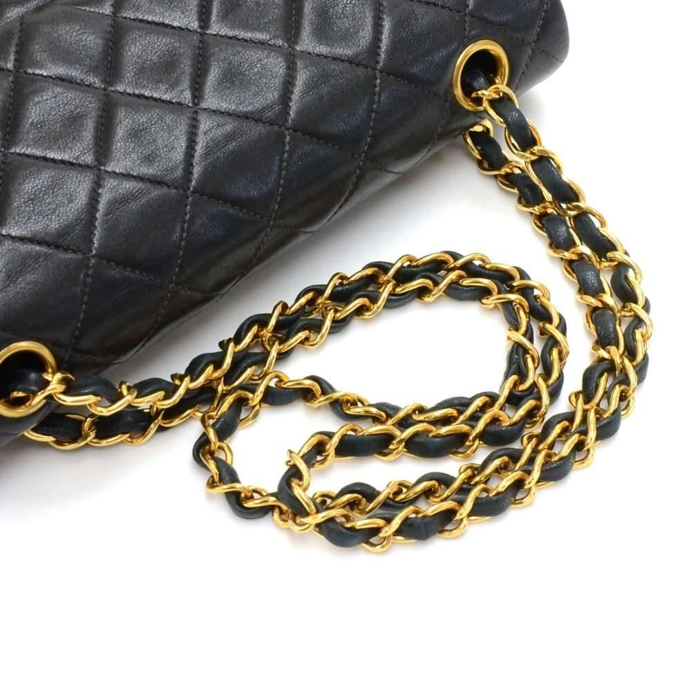 Vintage Chanel 2.55 Double Flap Black Quilted Leather Shoulder Bag  2