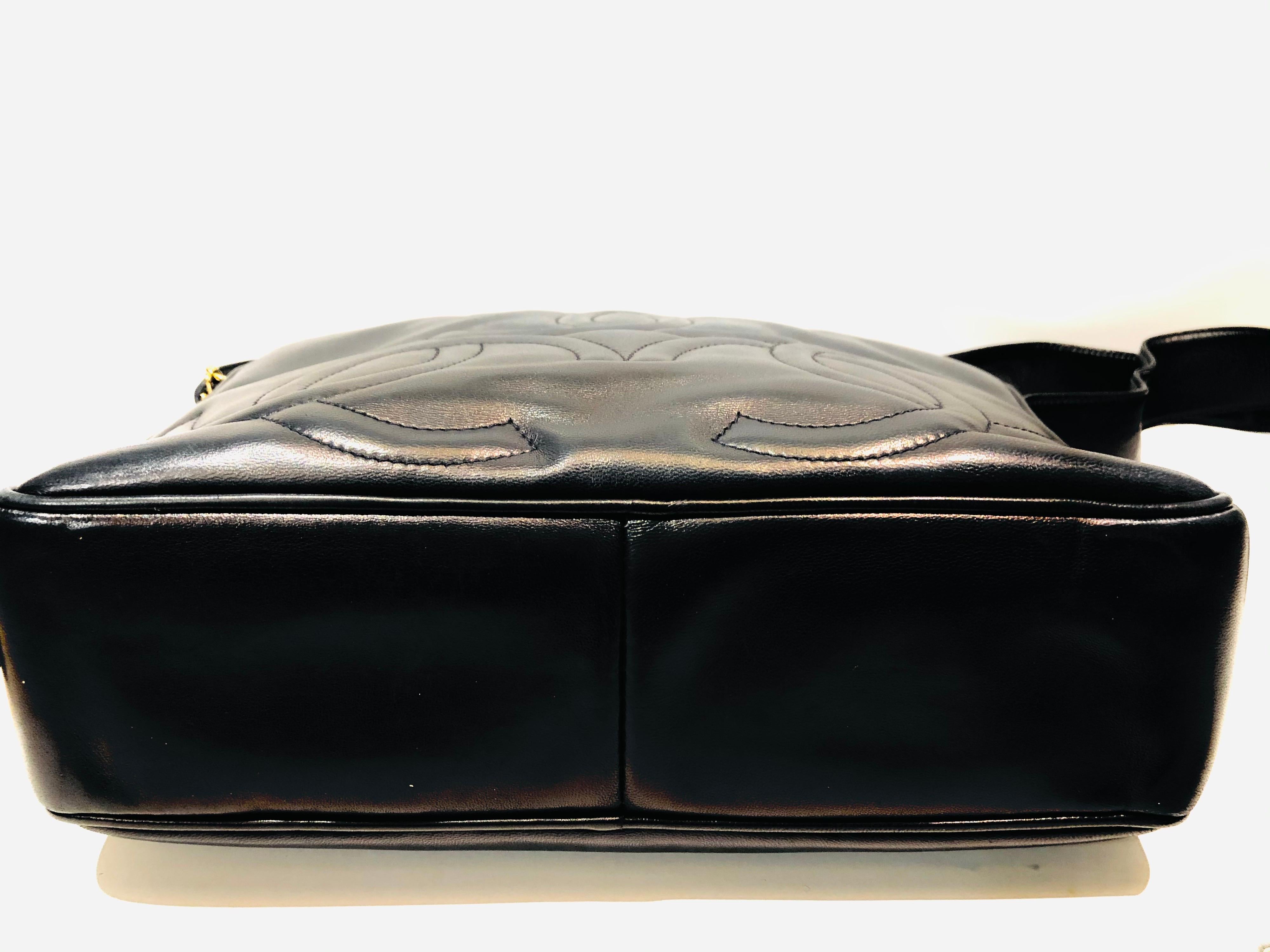 Chanel 28cm Navy Lambskin Triple CC Fringe Camera Shoulder Bag   For Sale 2