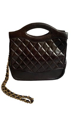 Vintage CHANEL 31 shopping bag Brown Leather and Gold Chain