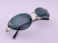 Vintage Chanel 4003 Rimless CC Frame Sunglasses Made In Italy Y2K