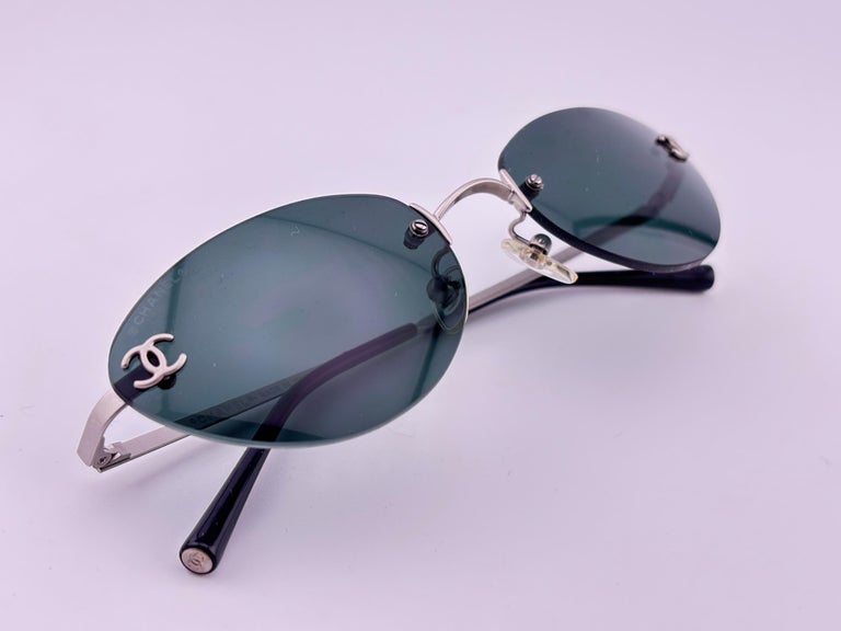 Vintage Chanel 4003 Rimless CC Frame Sunglasses Made In Italy Y2K