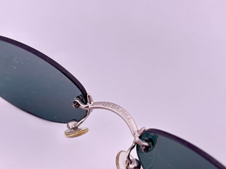 Vintage Chanel 4003 Rimless CC Frame Sunglasses Made In Italy Y2K