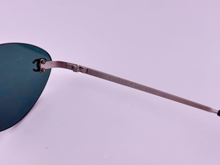 Vintage Chanel 4003 Rimless CC Frame Sunglasses Made In Italy Y2K