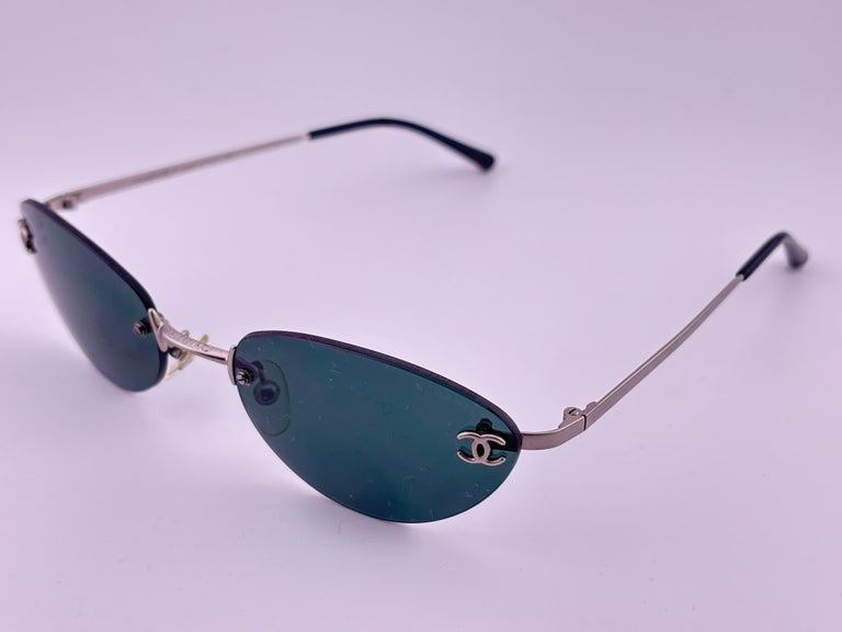 Vintage Chanel 4003 Rimless CC Frame Sunglasses Made In Italy Y2K