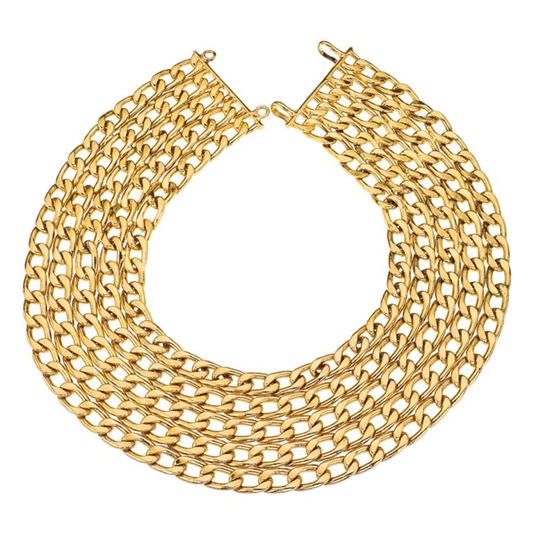 Vintage Chanel 5 Row Chain Necklace  For Sale