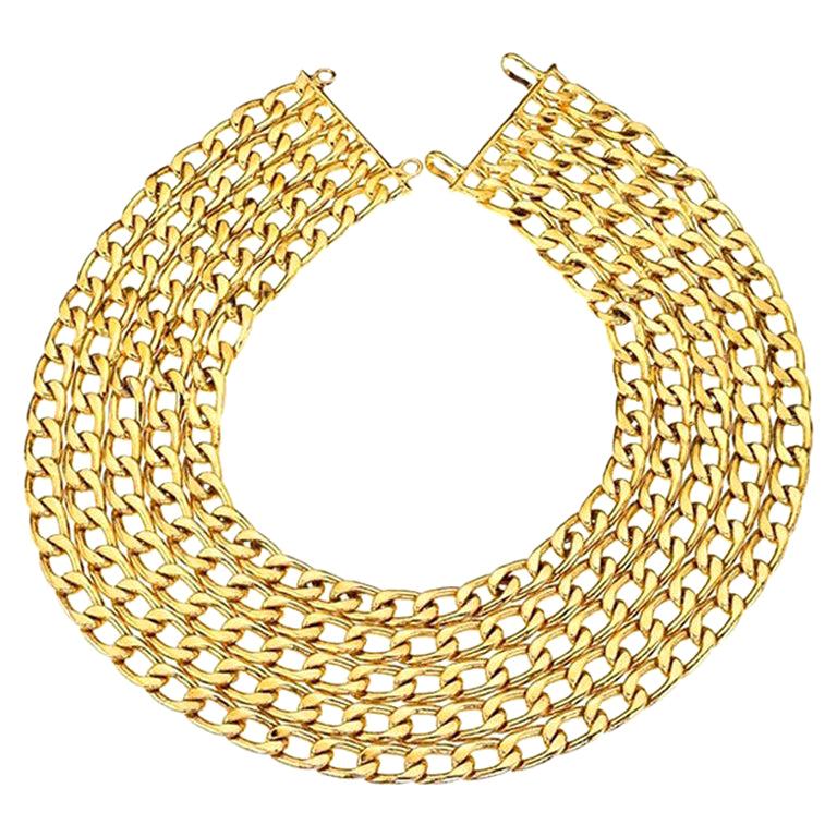 Vintage Chanel 5 Row Chain Necklace  For Sale