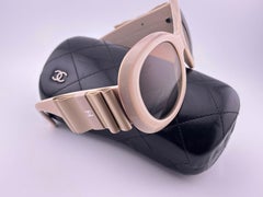 Vintage Chanel 5282 Beige Patent Ribbon Bow Frame Sunglasses Made In Italy Y2K