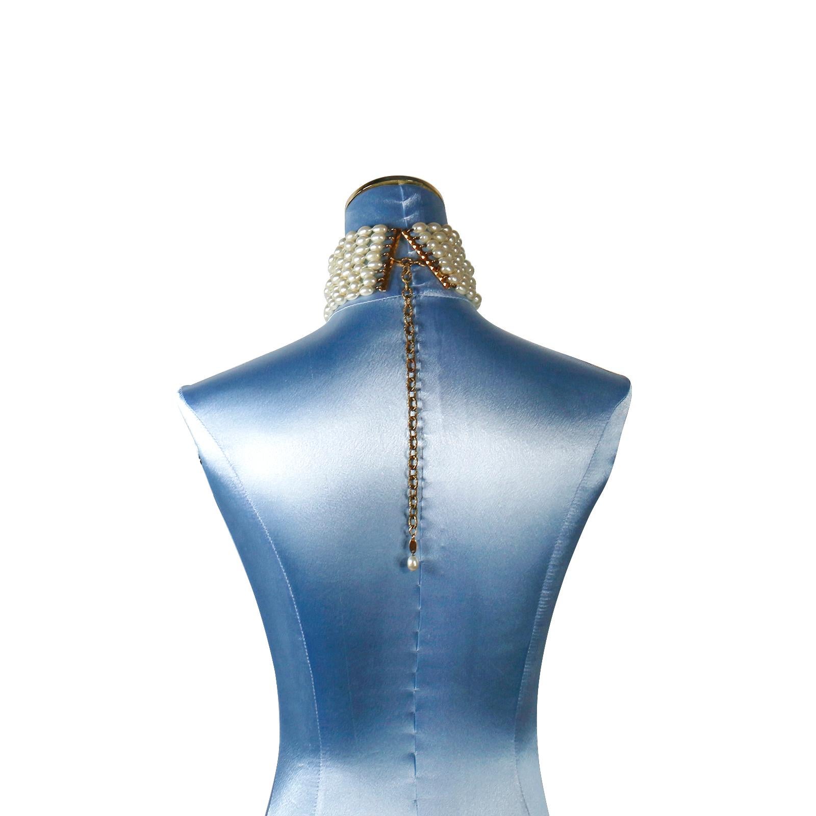 Vintage Chanel 8 Strand Pearl Necklace Choker In Good Condition In New York, NY