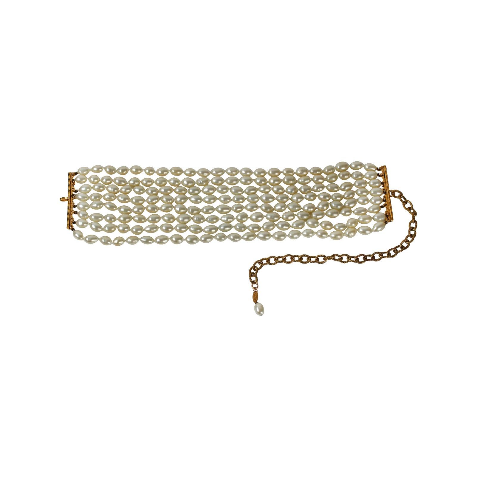 Vintage Chanel 8 Strand Pearl Necklace Choker 1