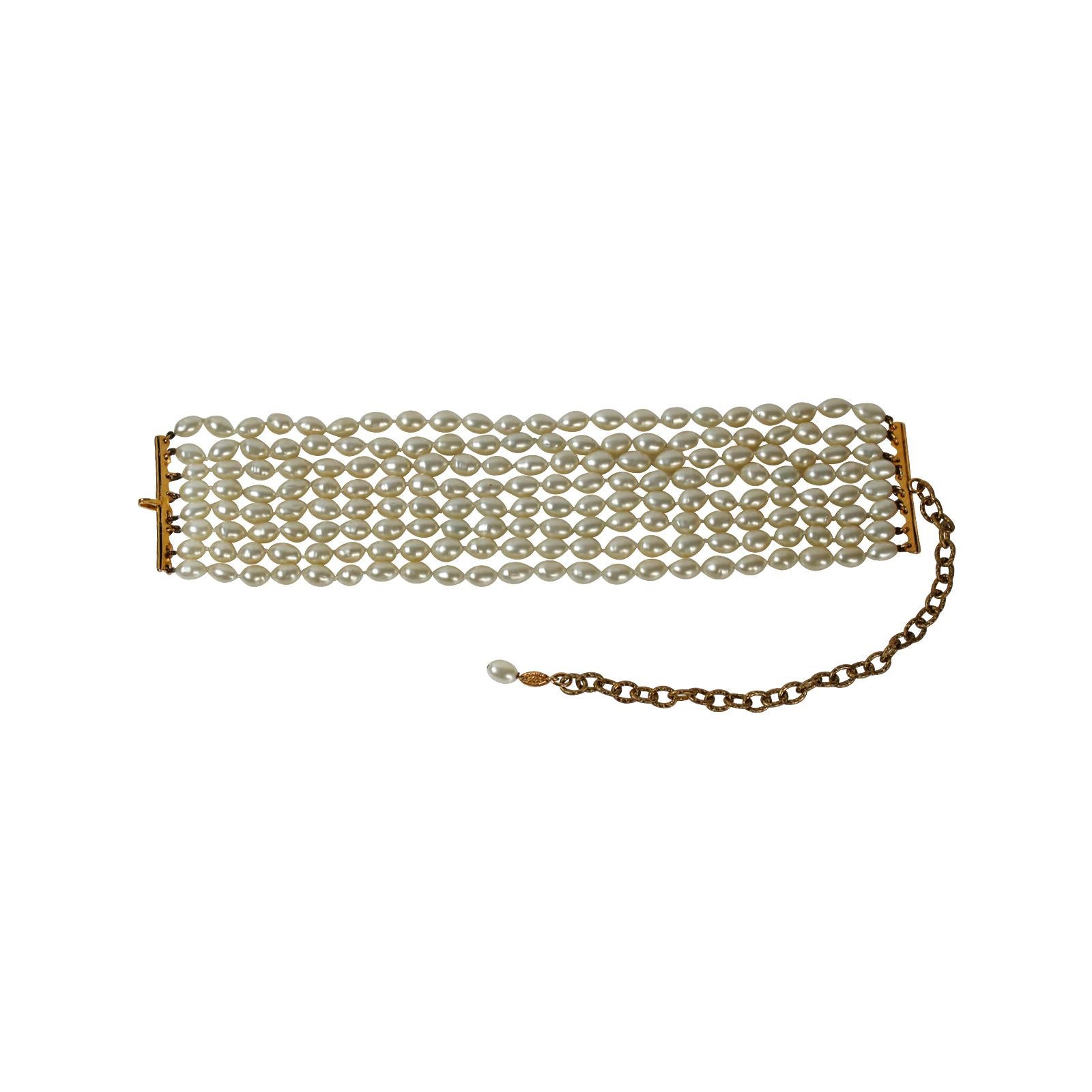 Vintage Chanel 8 Strand Pearl Necklace Choker 2