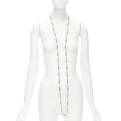 vintage CHANEL 93A green Gripoix poured glass beads faux Pearl sautoir necklace