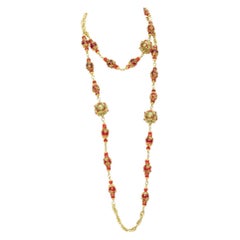 vintage CHANEL 93P red Gripoix Byzantine ball gold-tone sautoir necklace rare