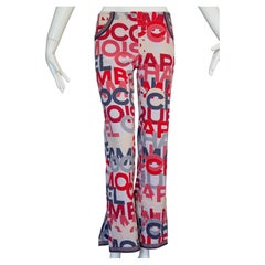 Vintage CHANEL All Over Logo Colourful Printed Trouser Pants