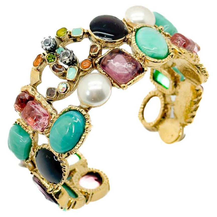 Manchette Vintage Chanel Améthyste & Turquoise Jewell 2005 Bon état - En vente à Wilmslow, GB