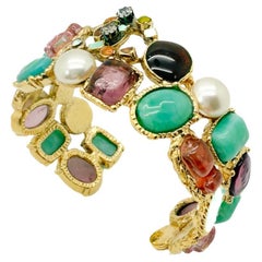 Vintage Chanel Amethyst & Turquoise Jewelled Cuff 2005