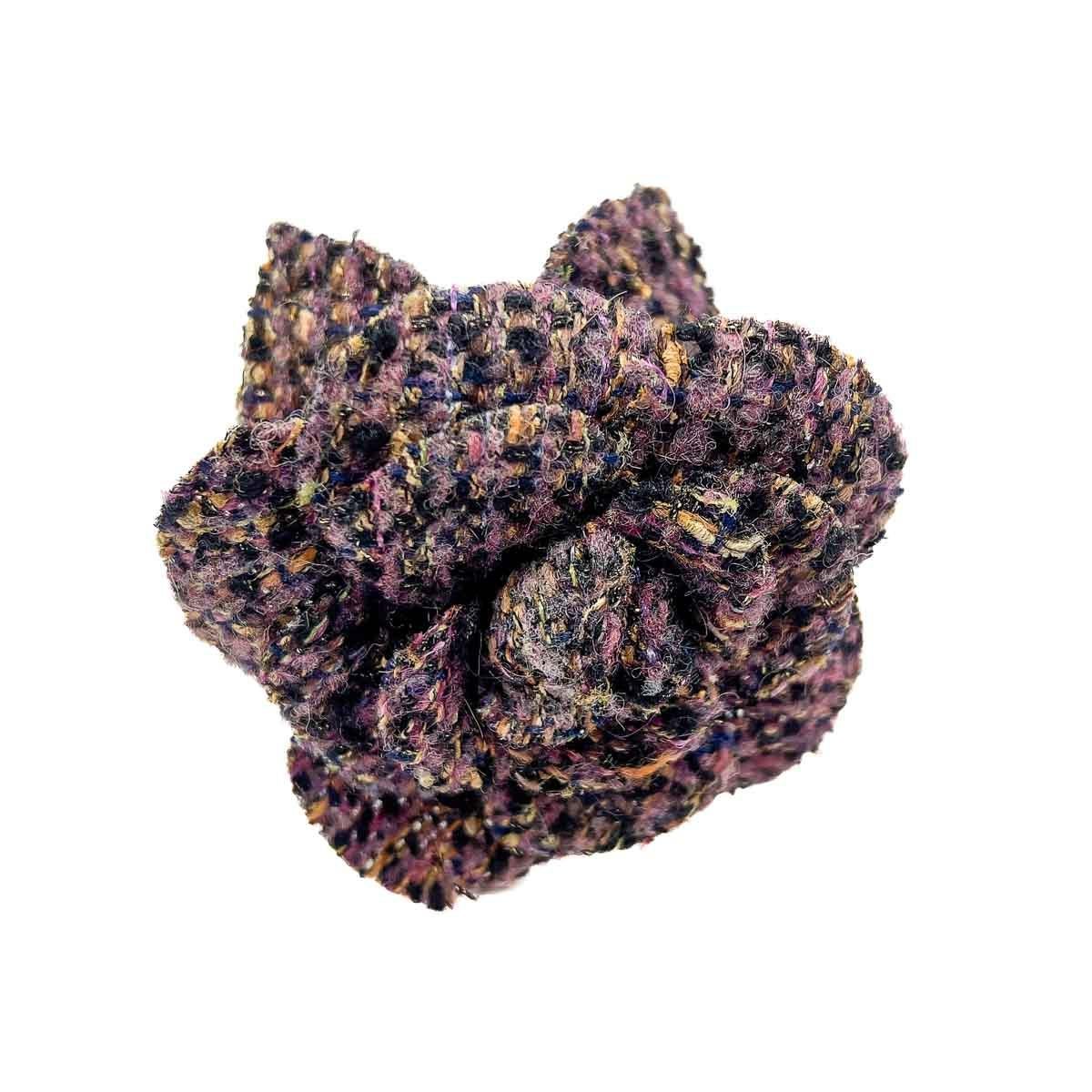 Vintage Chanel Amethyst Tweed Camellia 1980s In Good Condition For Sale In Wilmslow, GB