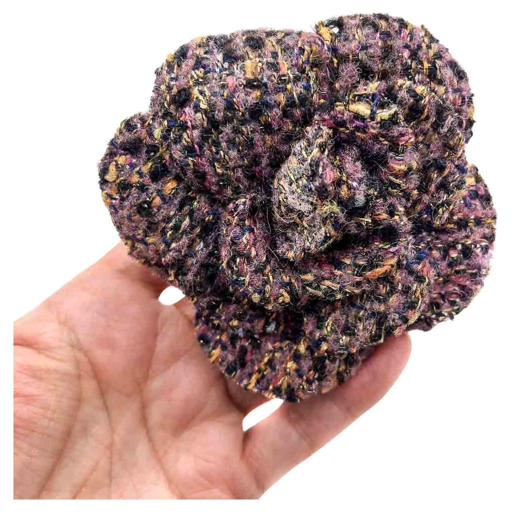 Women's Vintage Chanel Amethyst Tweed Camellia 1980s For Sale