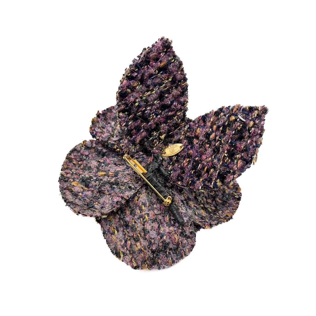 Vintage Chanel Amethyst Tweed Camellia 1980s For Sale 2