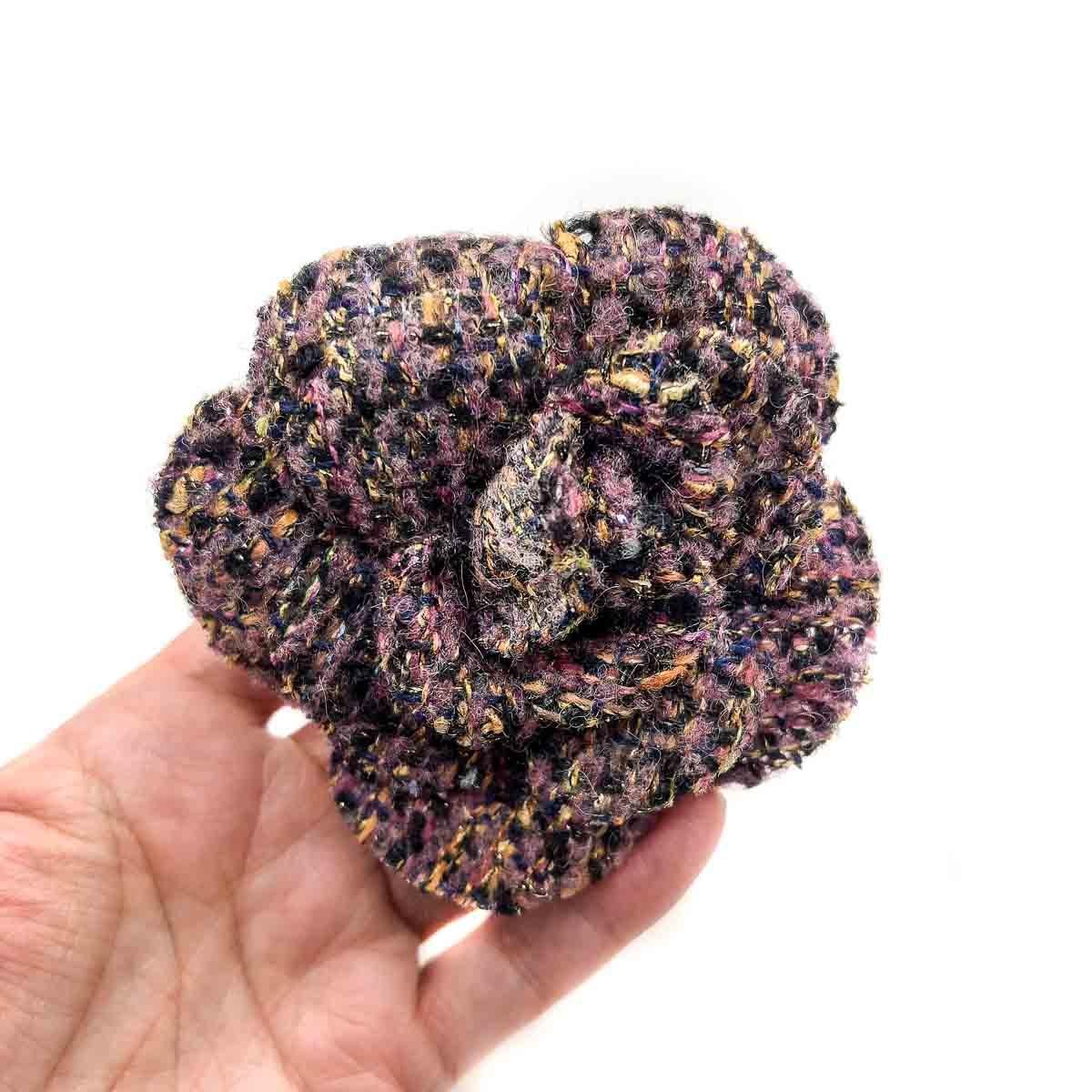 Vintage Chanel Amethyst Tweed Camellia 1980s For Sale 3