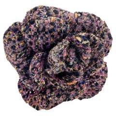 Vintage Chanel Amethyst Tweed Camellia 1980s