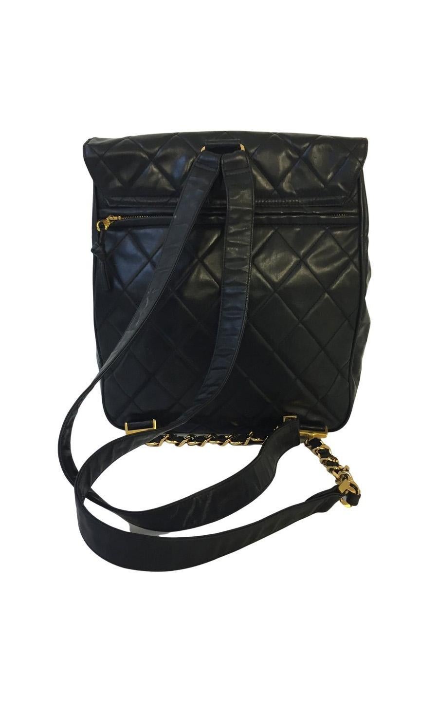 black backpack with gold hardware