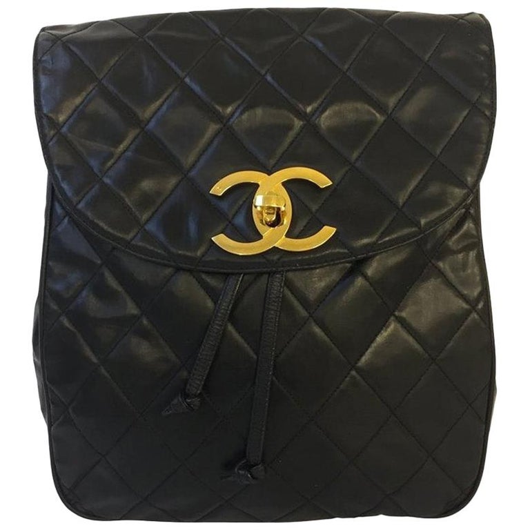 Vintage Chanel Backpack Caviar Leather with gold hardware For Sale