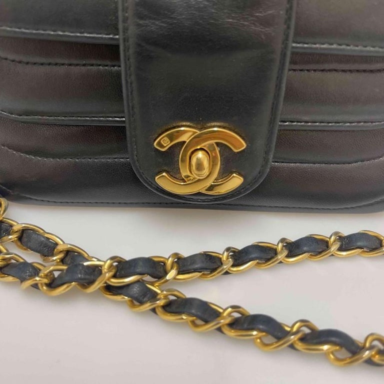 Vintage CHANEL bag black leather For Sale at 1stDibs