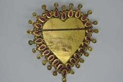 Vintage Chanel bakelite black heart pink Glass Brooch