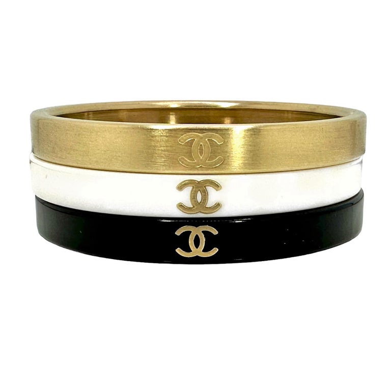 CHANEL 22P Set of 3 CC Bangles Baguette Crystals *New - Timeless Luxuries