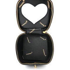 Vintage Chanel Barbie Collection 95P Vanity Heart Mirror Bag Black Patent GHW