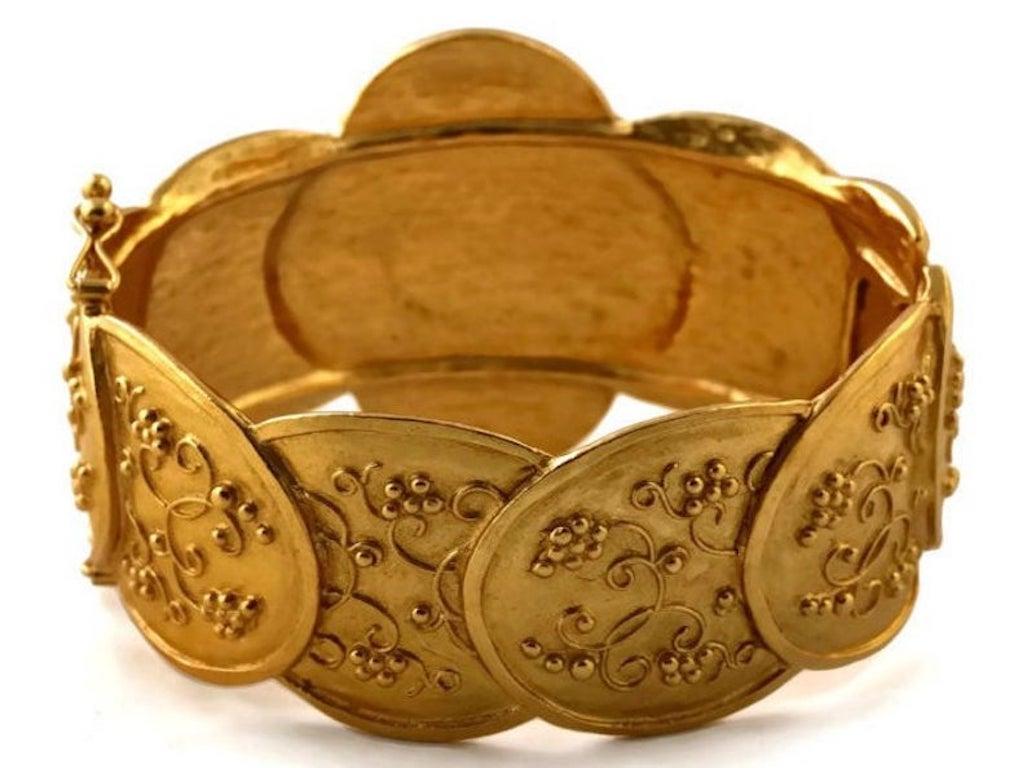 Women's Vintage CHANEL Baroque Logo Hinged Bracelet Cuff