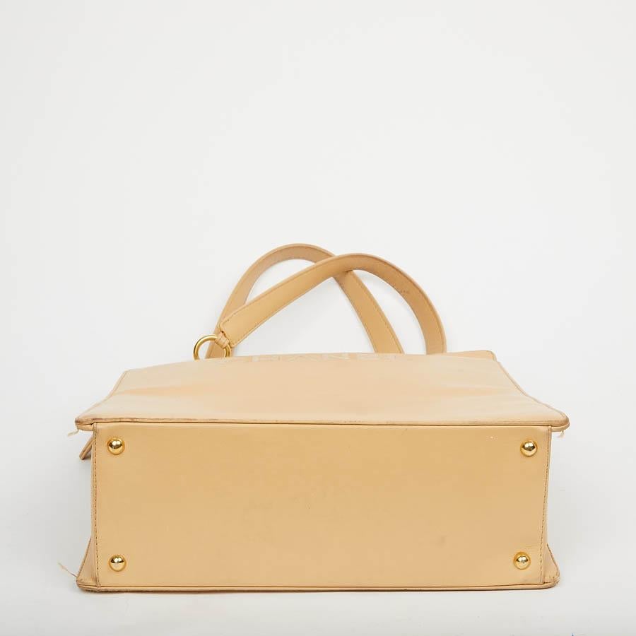 Orange Vintage CHANEL Beige Lambskin Tote Bag