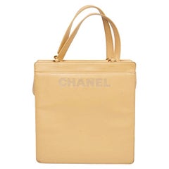 Vintage CHANEL Beige Lambskin Tote Bag