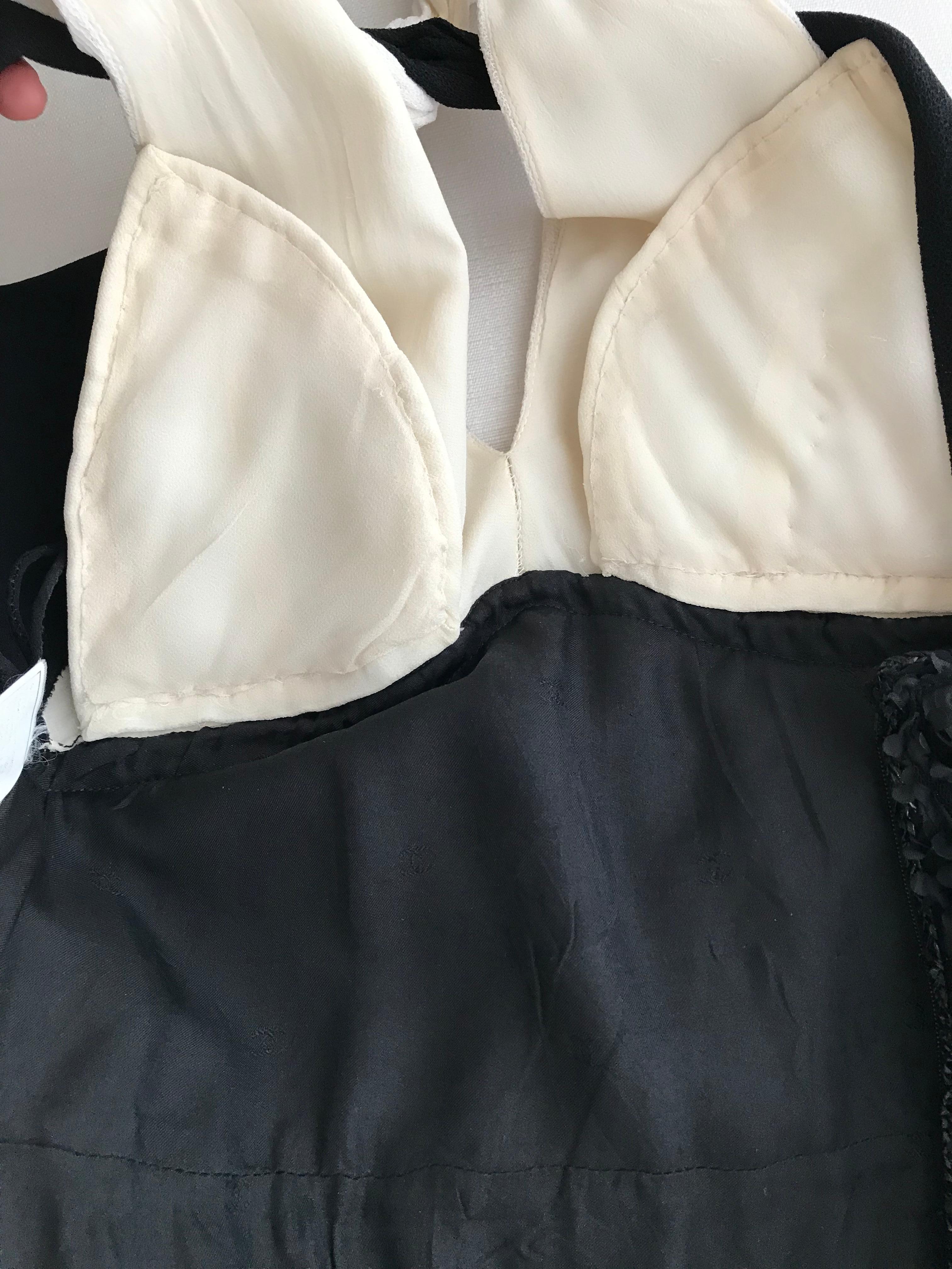 Vintage Chanel Black and White Halter Maxi Dress For Sale 5