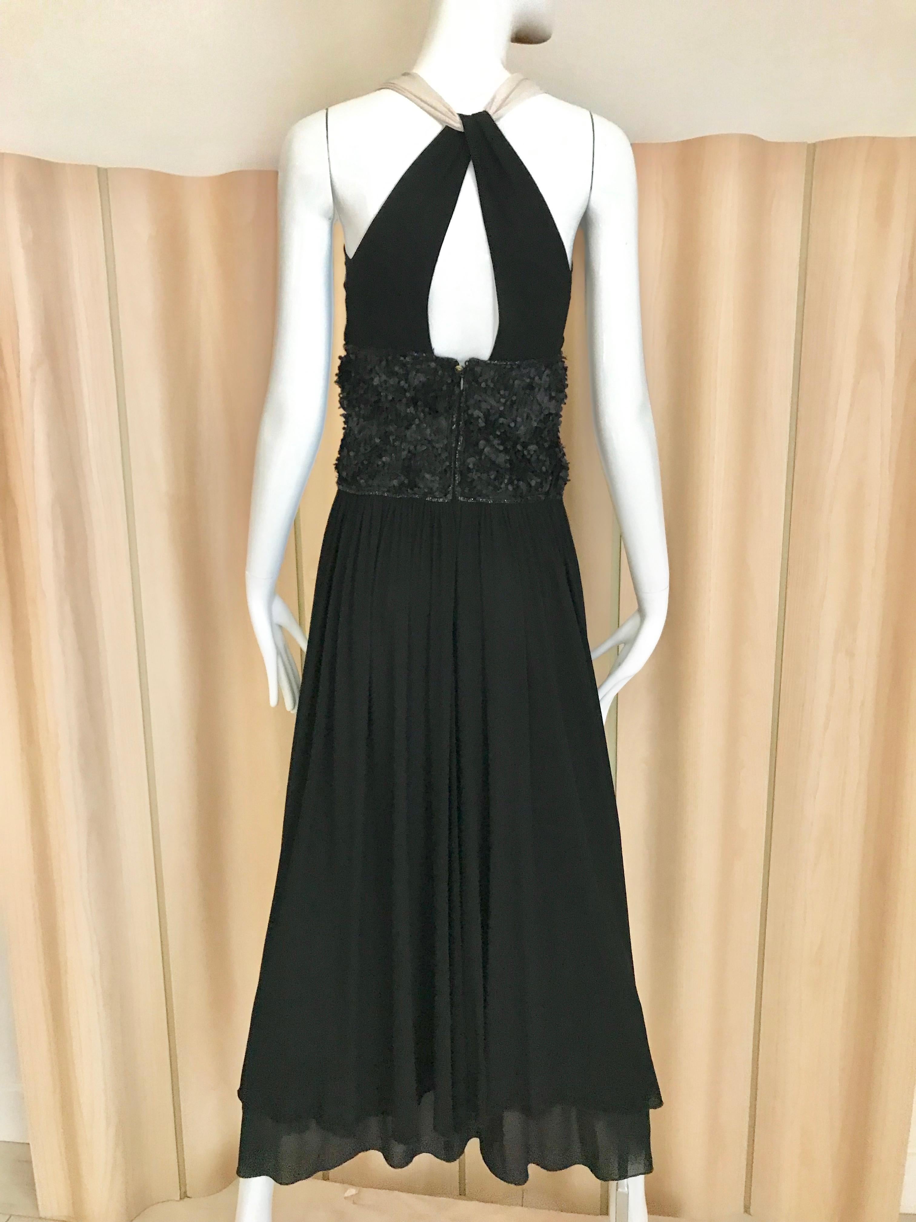 Vintage Chanel Black and White Halter Maxi Dress In Good Condition For Sale In Beverly Hills, CA