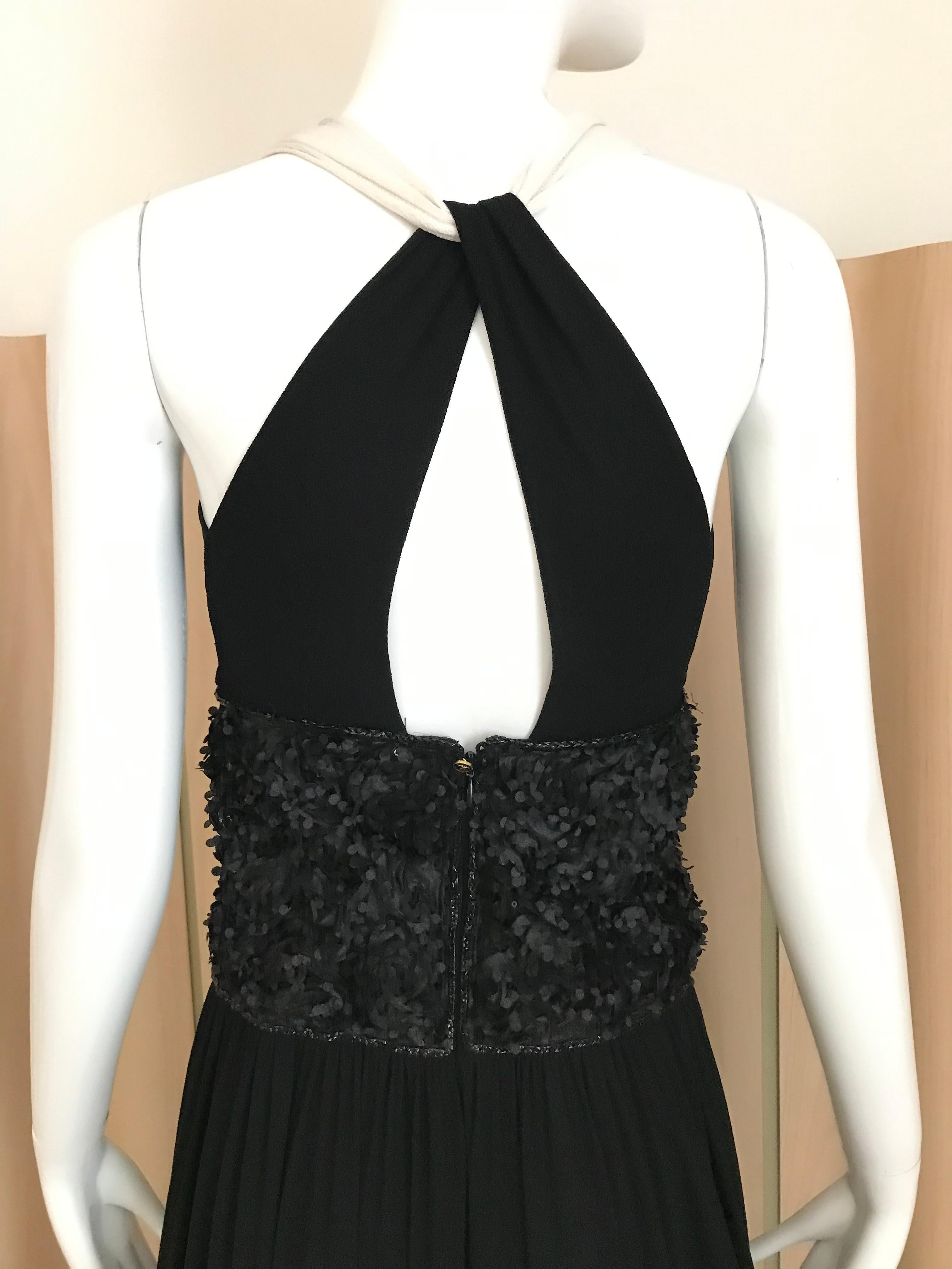 Vintage Chanel Black and White Halter Maxi Dress For Sale 1