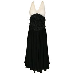 Vintage Chanel Black and White Halter Maxi Dress