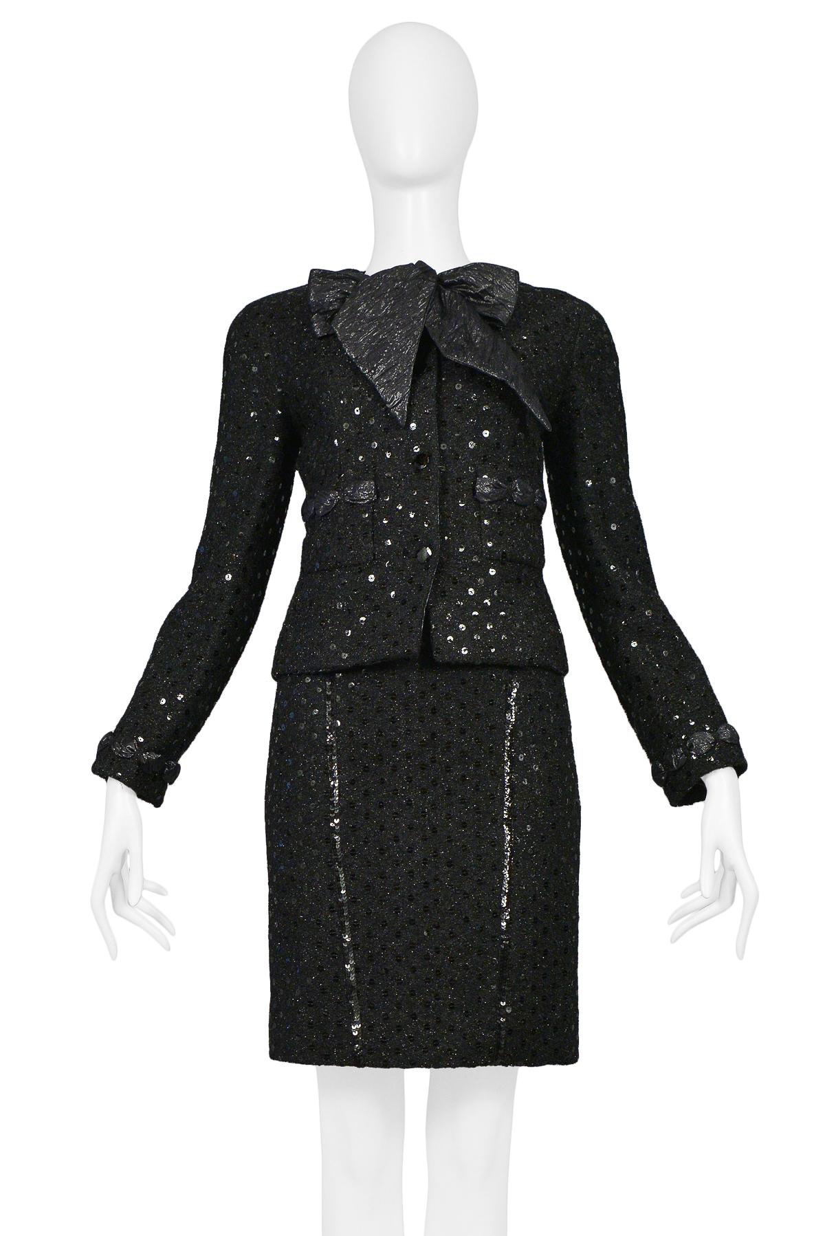 afternoon ensemble comprising coat blouse and skirt in wool mohair boucle